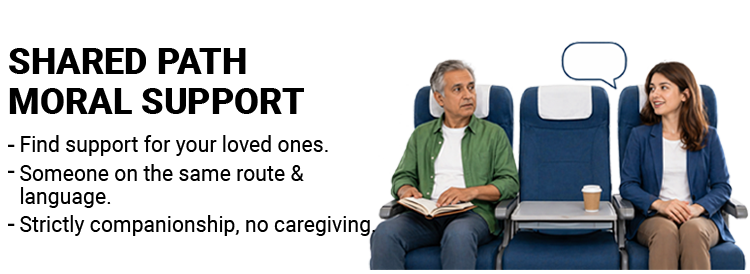 Shared Path Moral Support: find support for your loved ones, someone on the same route and language, strictly companionship, no caregiving.